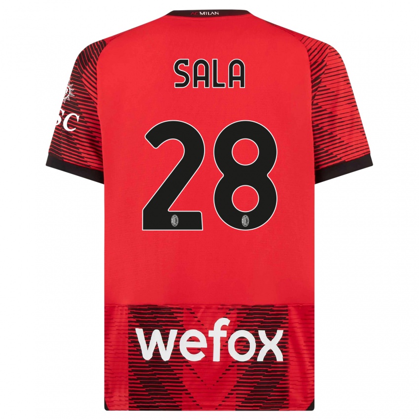 Kvinder Emanuele Sala #28 Rød Sort Hjemmebane Spillertrøjer 2023/24 Trøje T-Shirt