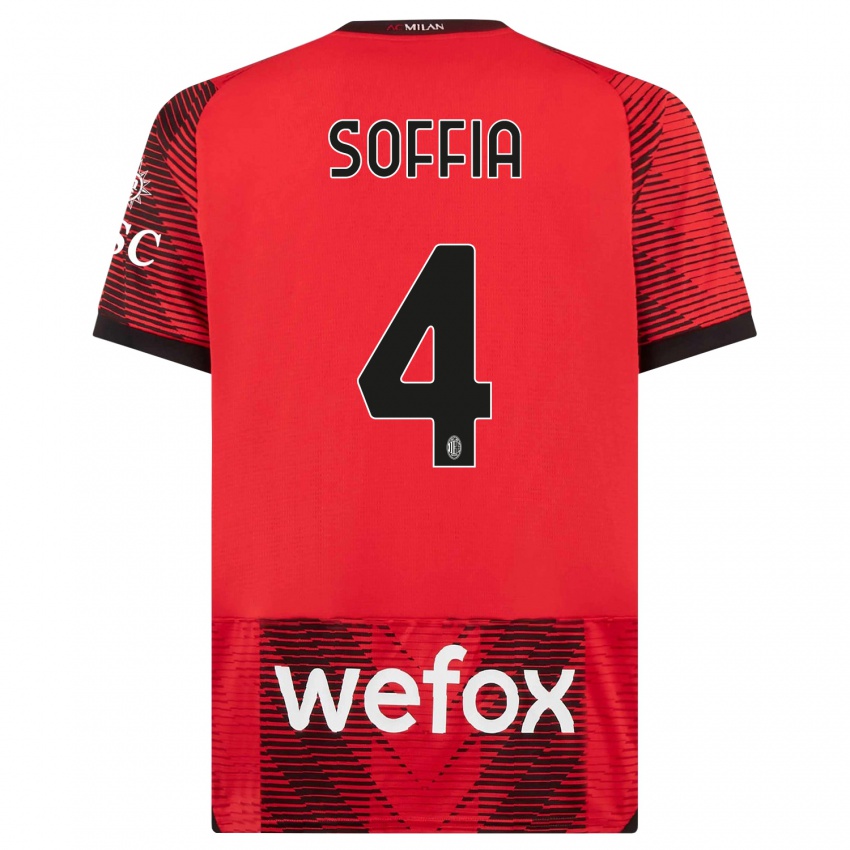 Kvinder Angelica Soffia #4 Rød Sort Hjemmebane Spillertrøjer 2023/24 Trøje T-Shirt