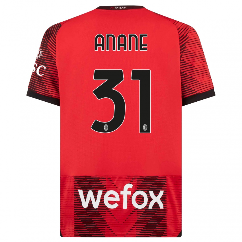 Kvinder Emmanuel Anane #31 Rød Sort Hjemmebane Spillertrøjer 2023/24 Trøje T-Shirt