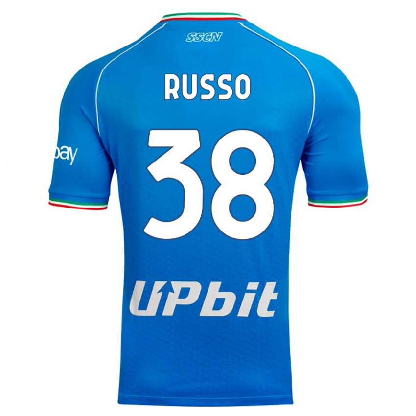Kvinder Lorenzo Russo #38 Himmelblå Hjemmebane Spillertrøjer 2023/24 Trøje T-Shirt