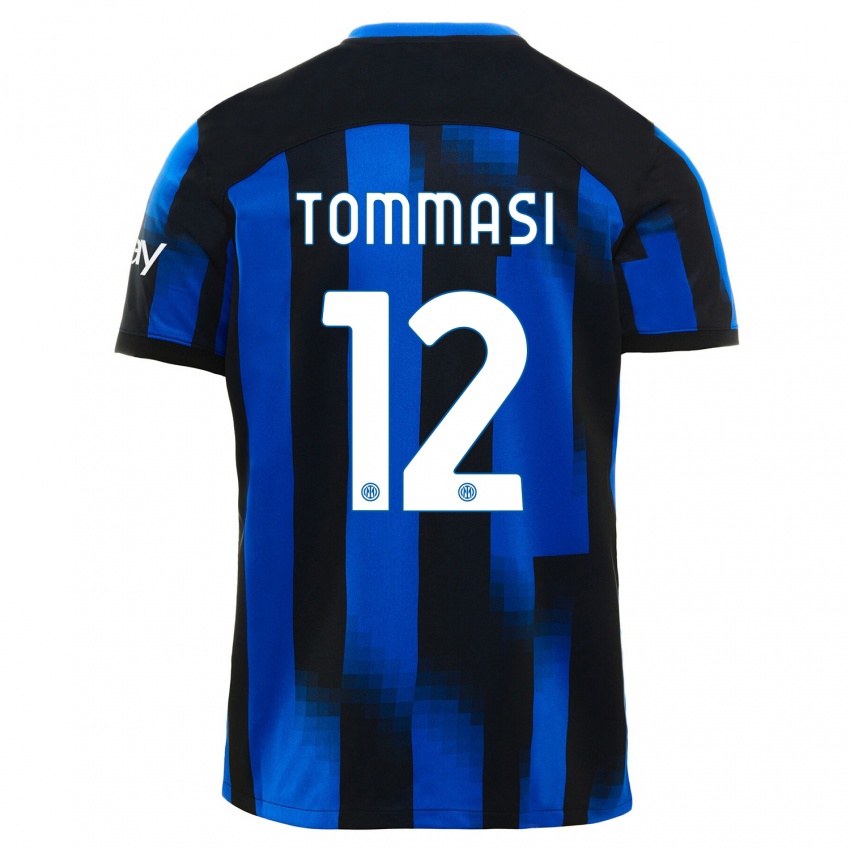 Kvinder Francesco Tommasi #12 Sort Blå Hjemmebane Spillertrøjer 2023/24 Trøje T-Shirt