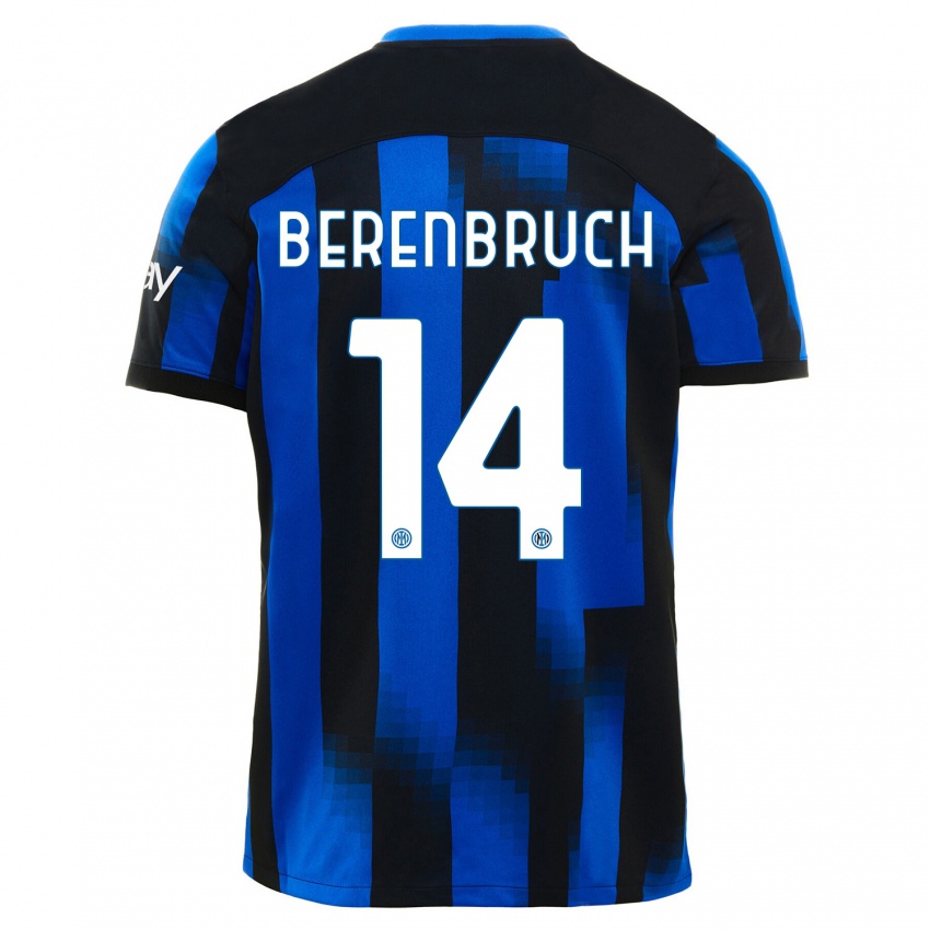Kvinder Thomas Berenbruch #14 Sort Blå Hjemmebane Spillertrøjer 2023/24 Trøje T-Shirt