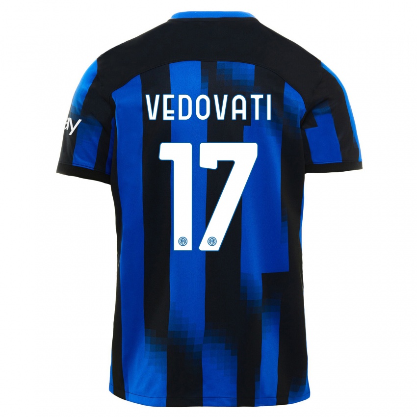 Kvinder Gabriele Vedovati #17 Sort Blå Hjemmebane Spillertrøjer 2023/24 Trøje T-Shirt