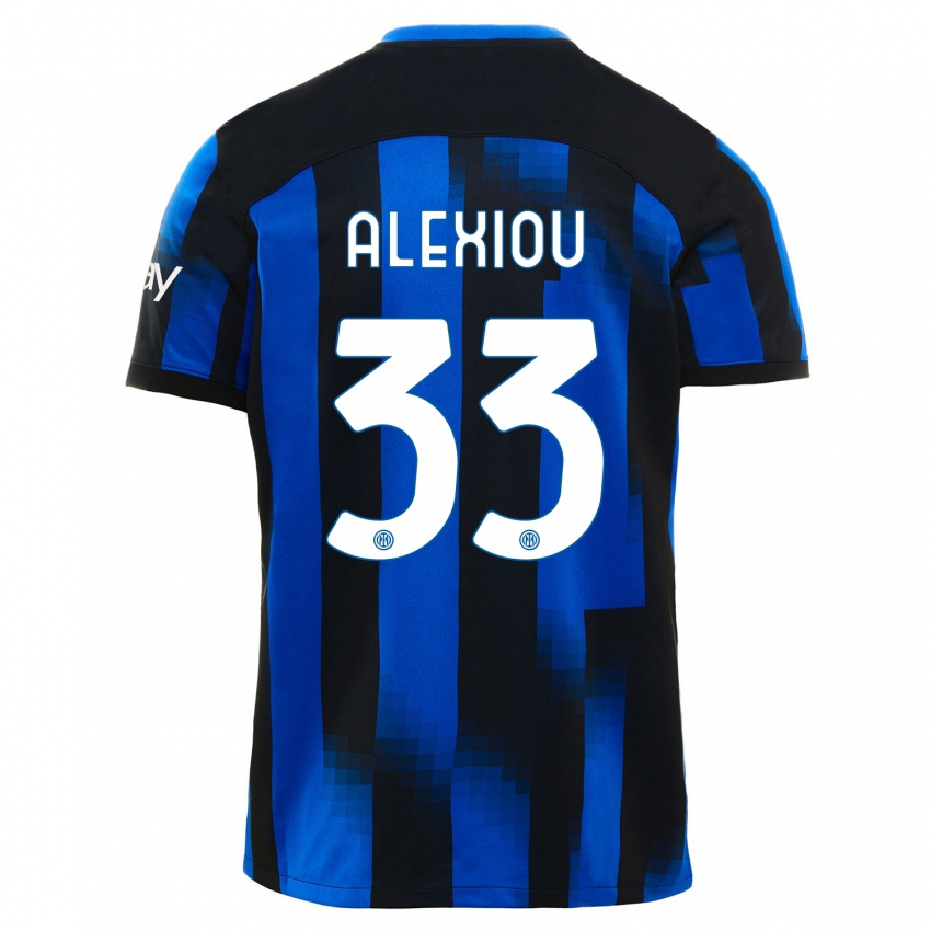 Kvinder Christos Alexiou #33 Sort Blå Hjemmebane Spillertrøjer 2023/24 Trøje T-Shirt