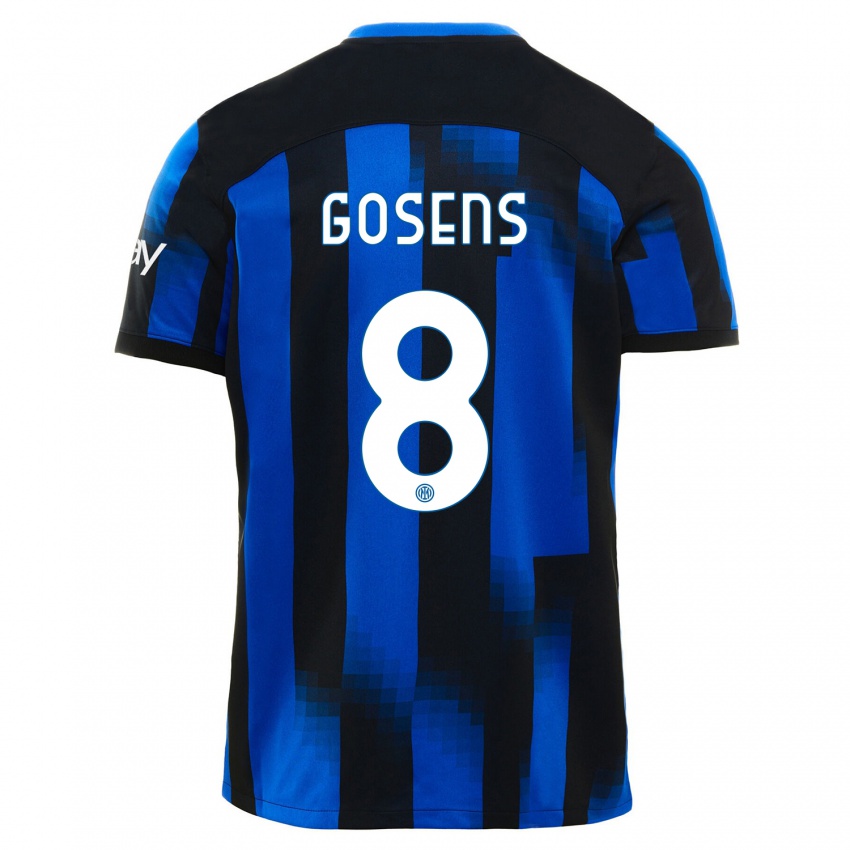 Kvinder Robin Gosens #8 Sort Blå Hjemmebane Spillertrøjer 2023/24 Trøje T-Shirt