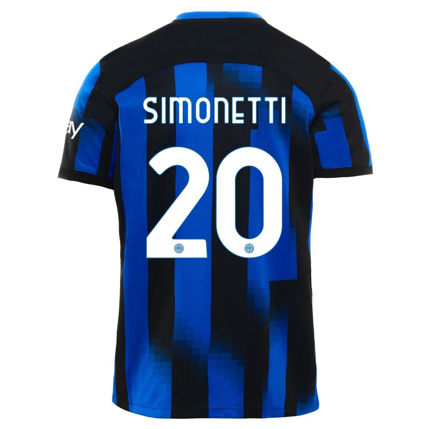 Kvinder Flaminia Simonetti #20 Sort Blå Hjemmebane Spillertrøjer 2023/24 Trøje T-Shirt