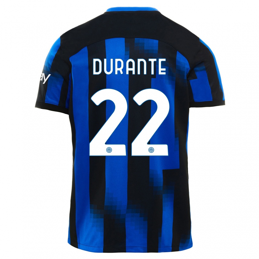 Kvinder Francesca Durante #22 Sort Blå Hjemmebane Spillertrøjer 2023/24 Trøje T-Shirt
