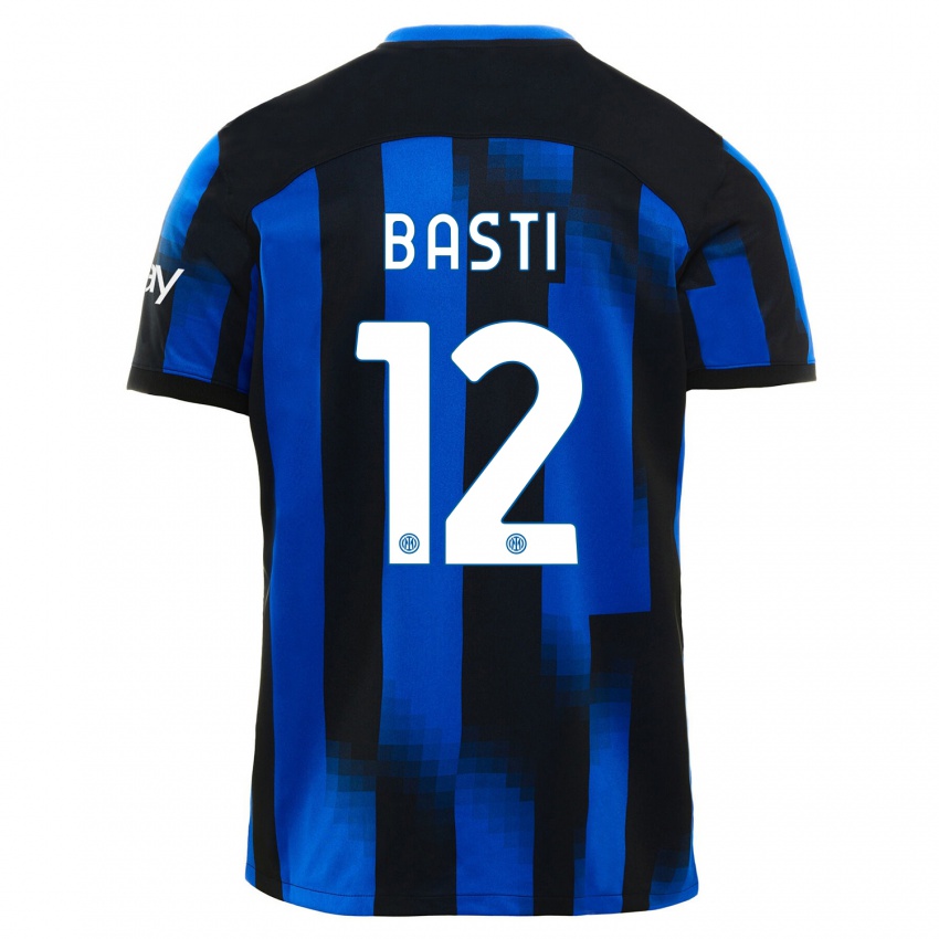 Kvinder Matteo Basti #12 Sort Blå Hjemmebane Spillertrøjer 2023/24 Trøje T-Shirt