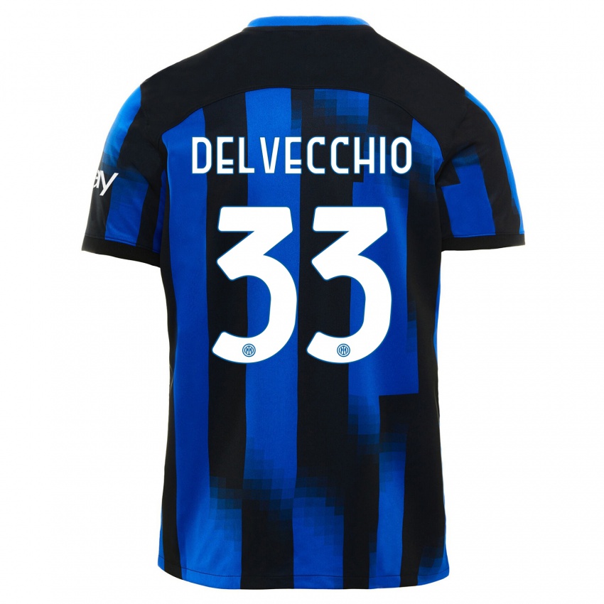 Kvinder Gabriele Delvecchio #33 Sort Blå Hjemmebane Spillertrøjer 2023/24 Trøje T-Shirt