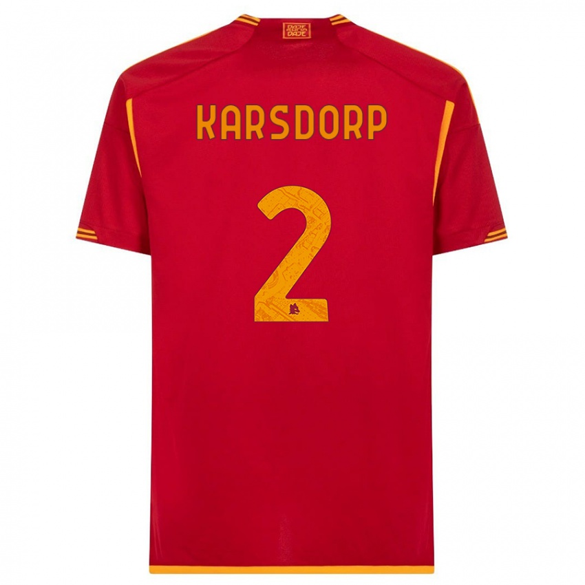 Kvinder Rick Karsdorp #2 Rød Hjemmebane Spillertrøjer 2023/24 Trøje T-Shirt