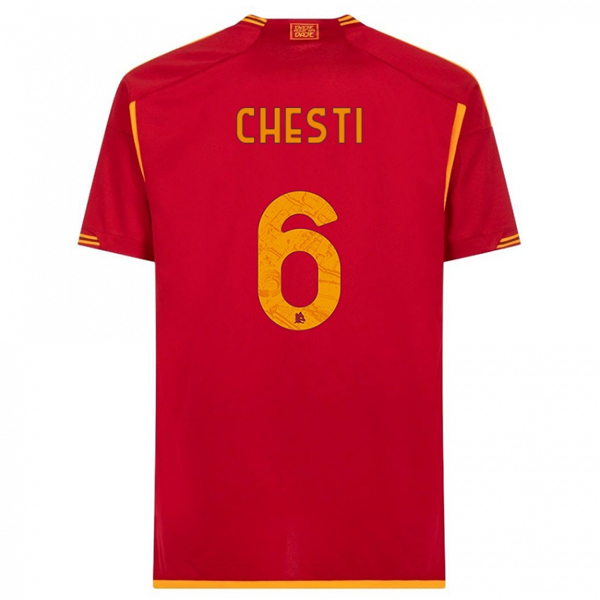 Kvinder Francesco Chesti #6 Rød Hjemmebane Spillertrøjer 2023/24 Trøje T-Shirt