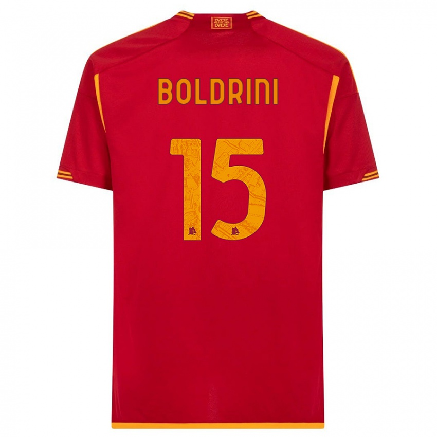 Kvinder Mattia Boldrini #15 Rød Hjemmebane Spillertrøjer 2023/24 Trøje T-Shirt