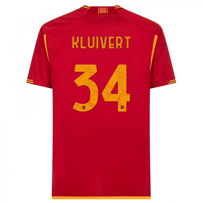 Kvinder Justin Kluivert #34 Rød Hjemmebane Spillertrøjer 2023/24 Trøje T-Shirt