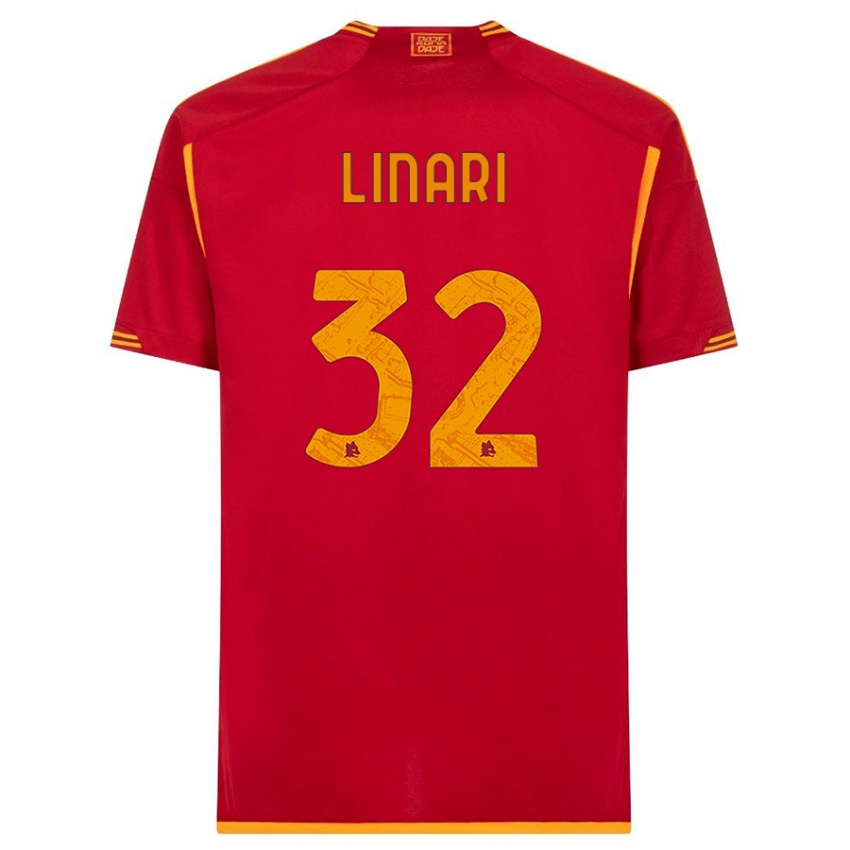 Kvinder Elena Linari #32 Rød Hjemmebane Spillertrøjer 2023/24 Trøje T-Shirt