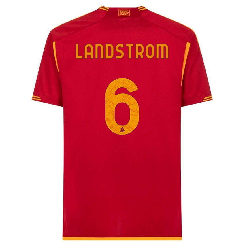 Kvinder Elin Landstrom #6 Rød Hjemmebane Spillertrøjer 2023/24 Trøje T-Shirt