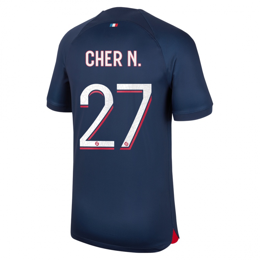 Kvinder Cher Ndour #27 Blå Rød Hjemmebane Spillertrøjer 2023/24 Trøje T-Shirt