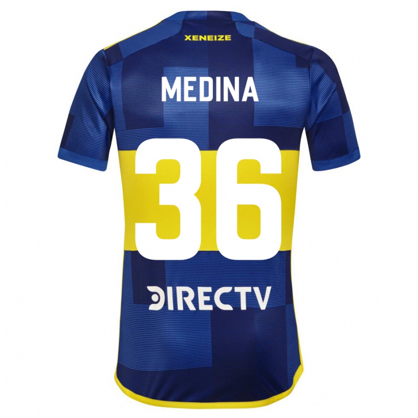 Kvinder Cristian Medina #36 Mørkeblå Gul Hjemmebane Spillertrøjer 2023/24 Trøje T-Shirt