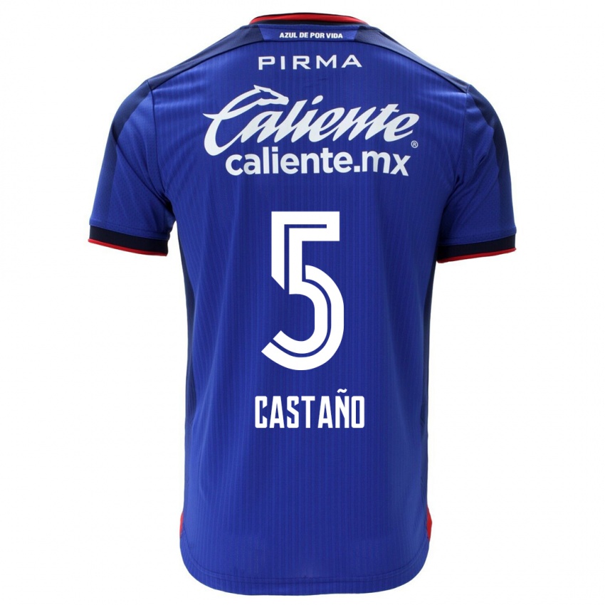 Kvinder Kevin Castaño #5 Blå Hjemmebane Spillertrøjer 2023/24 Trøje T-Shirt