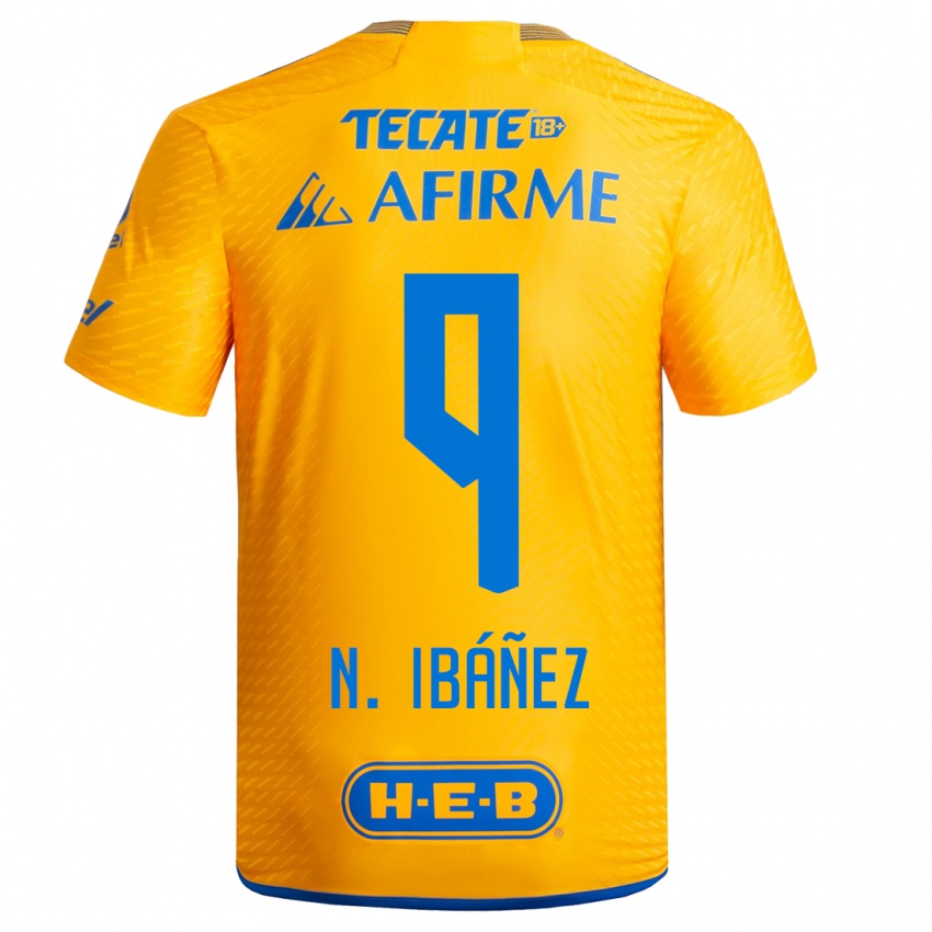 Kvinder Nicolás Ibáñez #9 Gul Hjemmebane Spillertrøjer 2023/24 Trøje T-Shirt