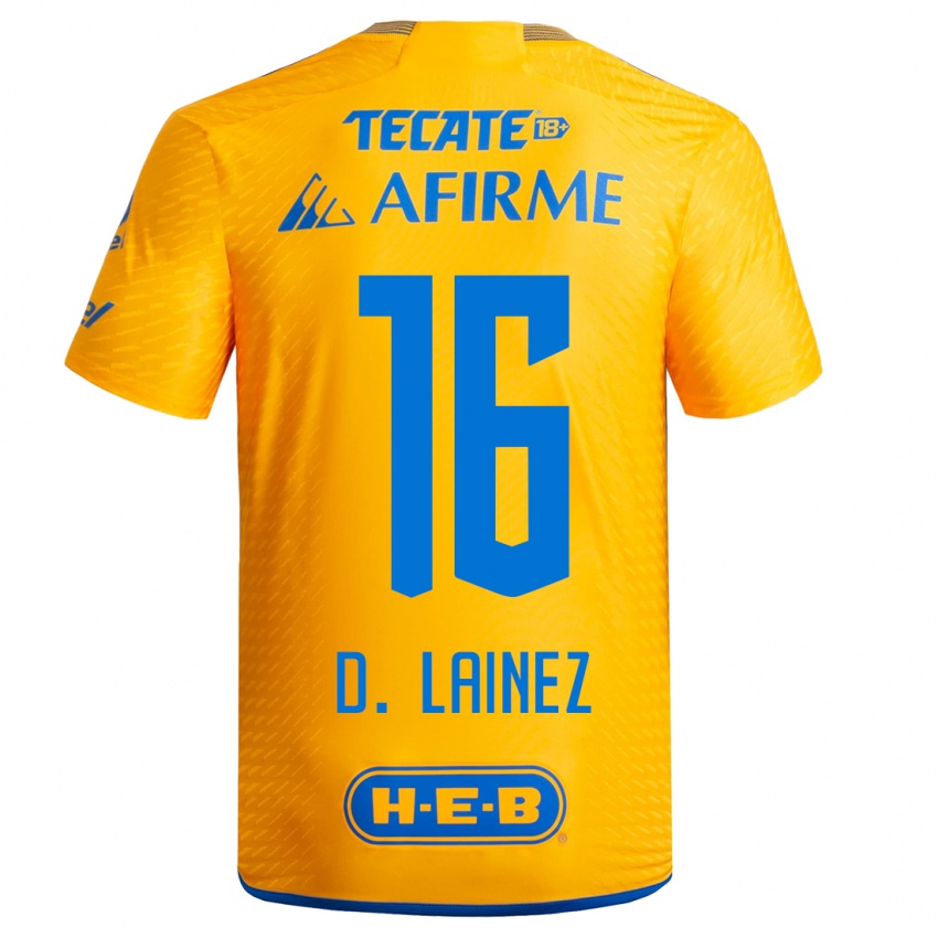 Kvinder Diego Lainez #16 Gul Hjemmebane Spillertrøjer 2023/24 Trøje T-Shirt