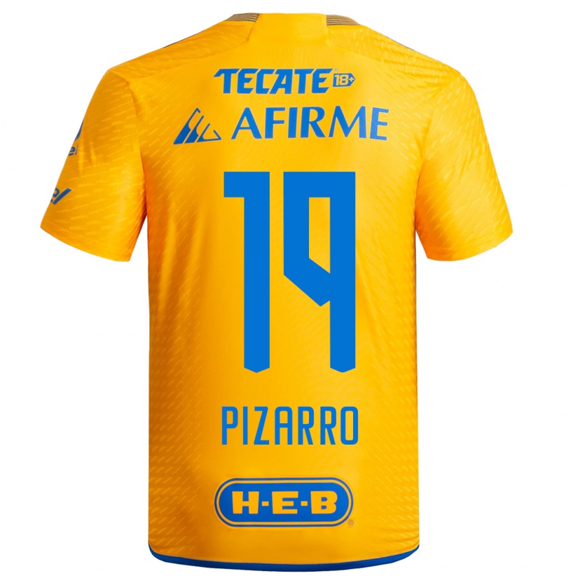 Kvinder Guido Pizarro #19 Gul Hjemmebane Spillertrøjer 2023/24 Trøje T-Shirt