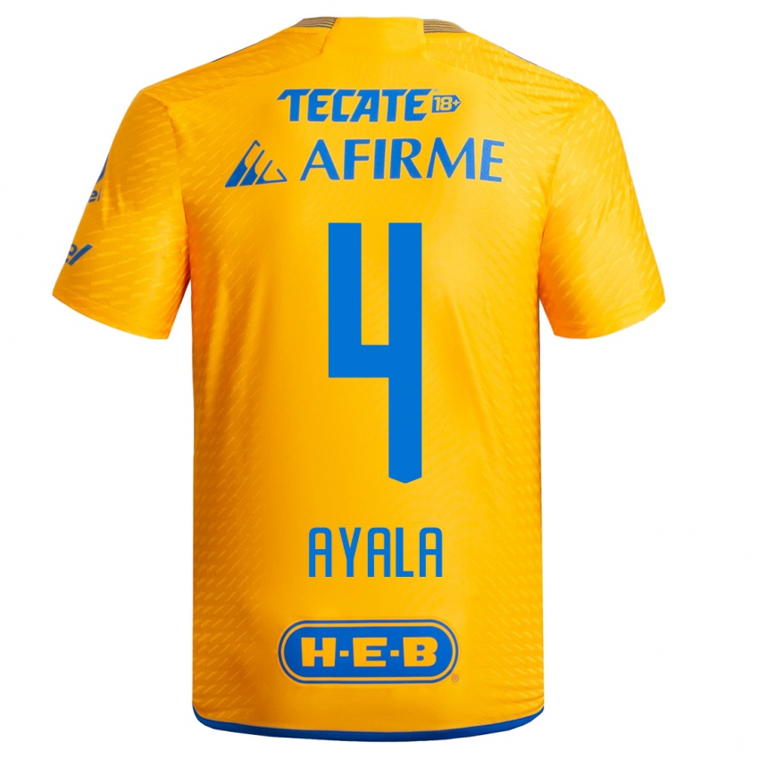 Kvinder Hugo Ayala #4 Gul Hjemmebane Spillertrøjer 2023/24 Trøje T-Shirt