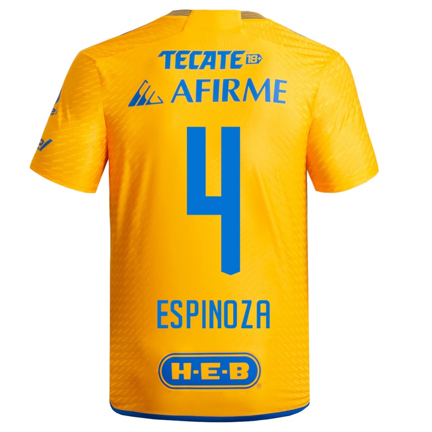 Kvinder Greta Espinoza #4 Gul Hjemmebane Spillertrøjer 2023/24 Trøje T-Shirt