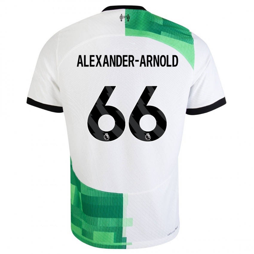 Kvinder Trent Alexander-Arnold #66 Hvid Grøn Udebane Spillertrøjer 2023/24 Trøje T-Shirt