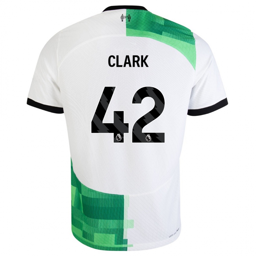 Kvinder Bobby Clark #42 Hvid Grøn Udebane Spillertrøjer 2023/24 Trøje T-Shirt
