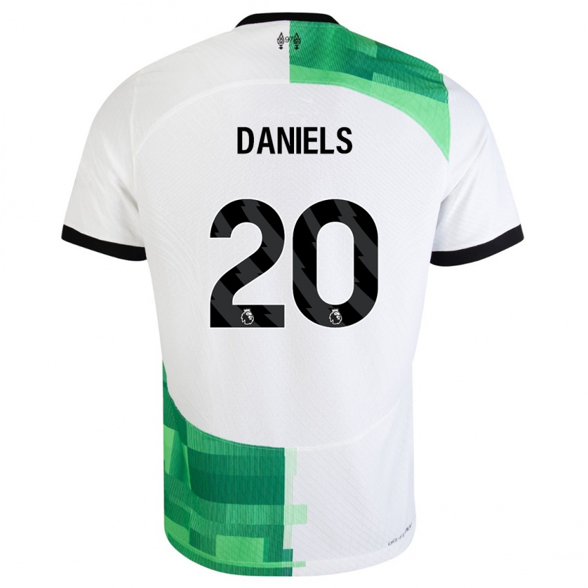 Kvinder Yana Daniels #20 Hvid Grøn Udebane Spillertrøjer 2023/24 Trøje T-Shirt
