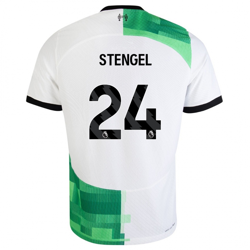 Kvinder Katie Stengel #24 Hvid Grøn Udebane Spillertrøjer 2023/24 Trøje T-Shirt