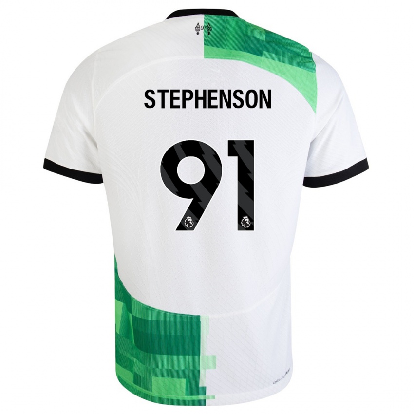 Kvinder Luca Stephenson #91 Hvid Grøn Udebane Spillertrøjer 2023/24 Trøje T-Shirt