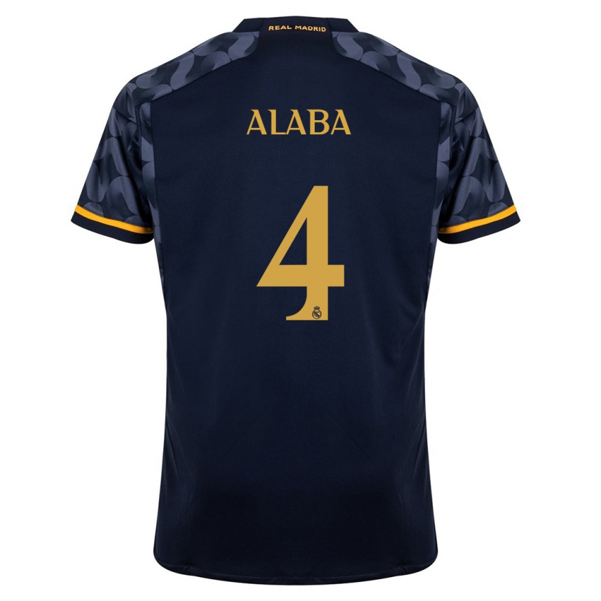 Kvinder David Alaba #4 Mørkeblå Udebane Spillertrøjer 2023/24 Trøje T-Shirt