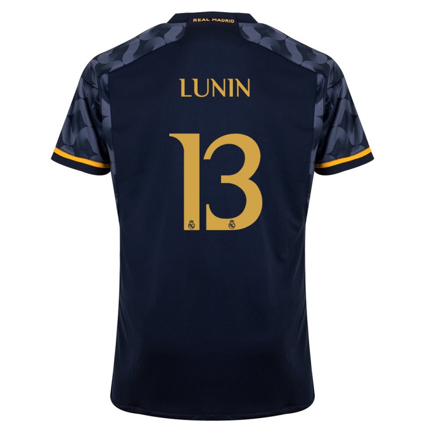 Kvinder Andriy Lunin #13 Mørkeblå Udebane Spillertrøjer 2023/24 Trøje T-Shirt