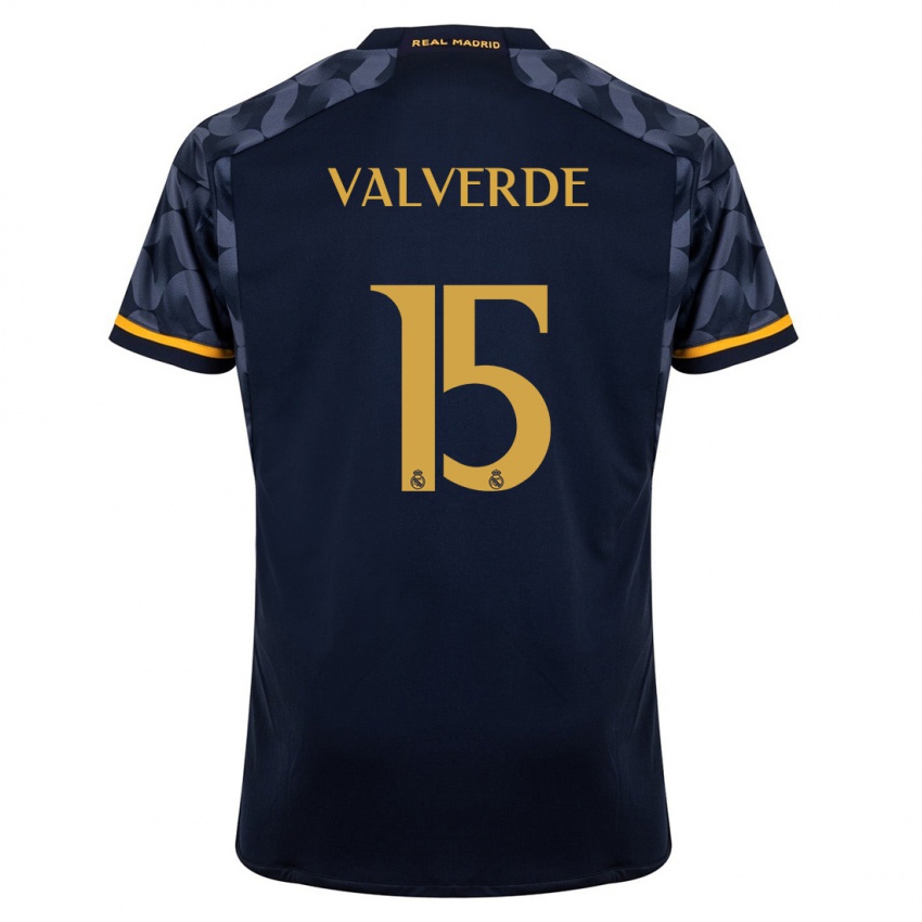 Kvinder Federico Valverde #15 Mørkeblå Udebane Spillertrøjer 2023/24 Trøje T-Shirt