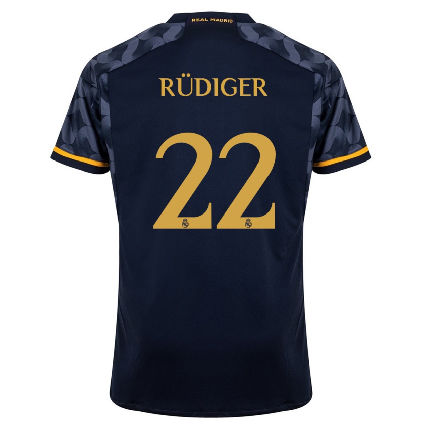 Kvinder Antonio Rudiger #22 Mørkeblå Udebane Spillertrøjer 2023/24 Trøje T-Shirt
