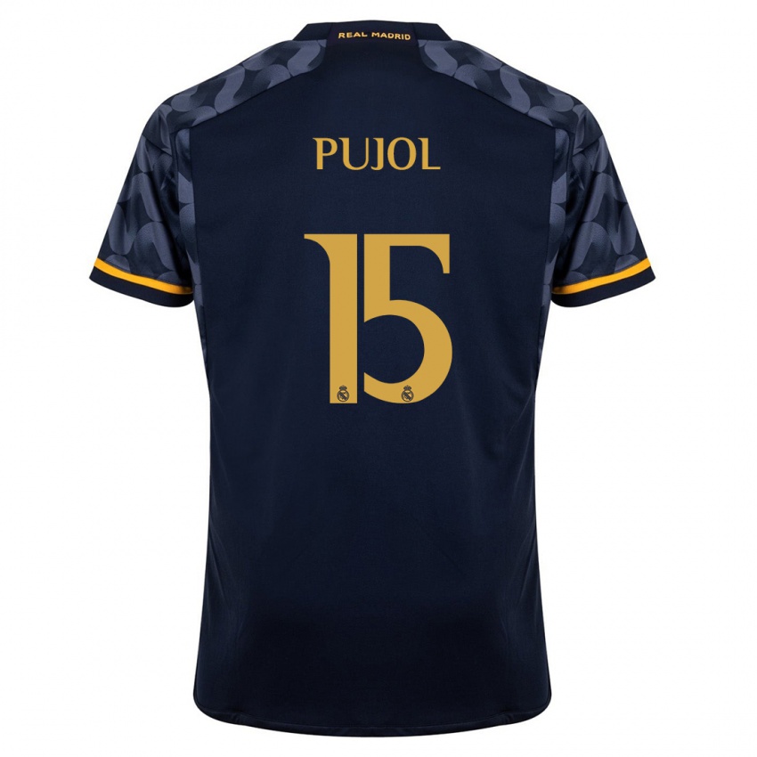Kvinder Edgar Pujol #15 Mørkeblå Udebane Spillertrøjer 2023/24 Trøje T-Shirt