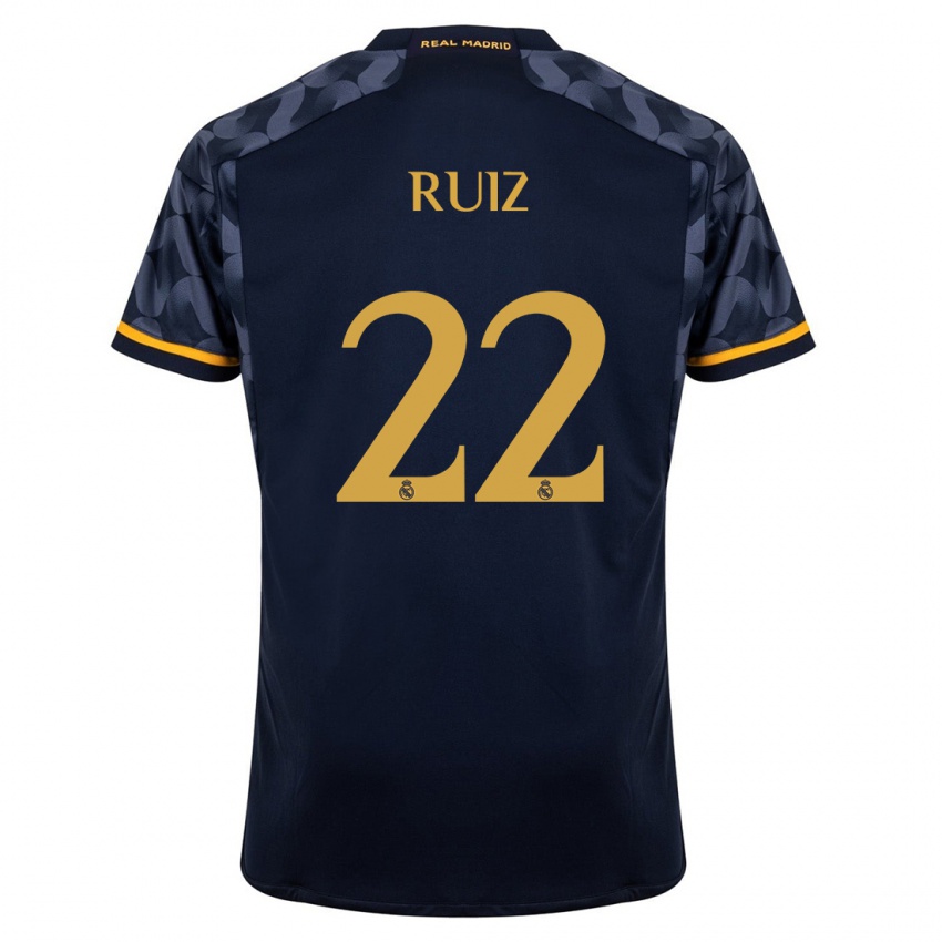 Kvinder Ferran Ruiz #22 Mørkeblå Udebane Spillertrøjer 2023/24 Trøje T-Shirt