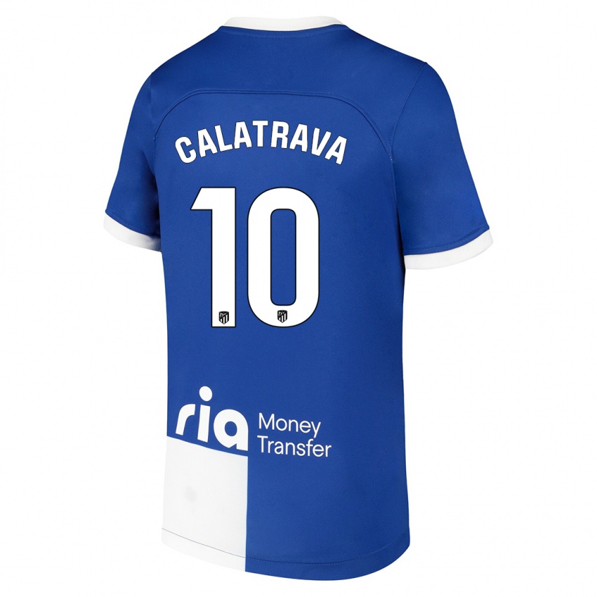 Kvinder Álex Calatrava #10 Blå Hvid Udebane Spillertrøjer 2023/24 Trøje T-Shirt