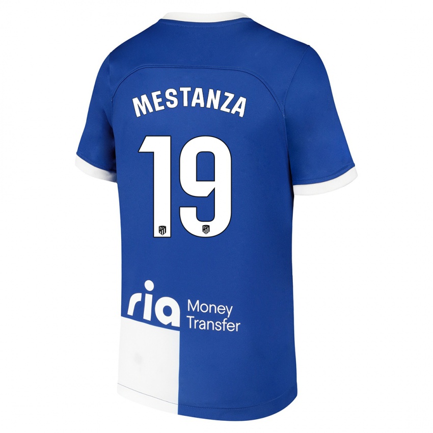 Kvinder Alejandro Mestanza #19 Blå Hvid Udebane Spillertrøjer 2023/24 Trøje T-Shirt