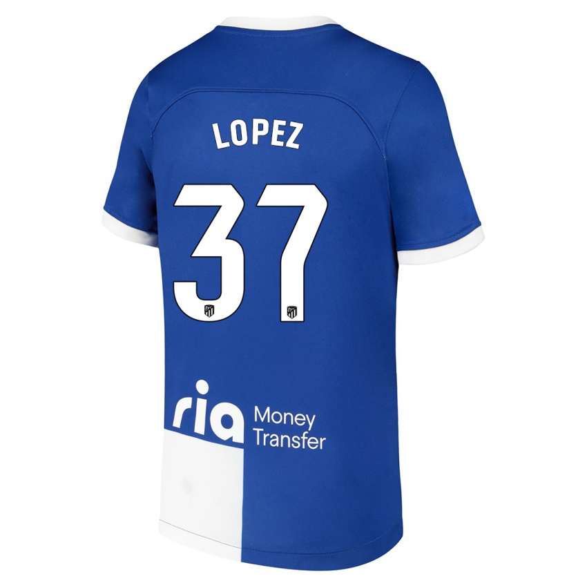 Kvinder Alex Lopez #37 Blå Hvid Udebane Spillertrøjer 2023/24 Trøje T-Shirt