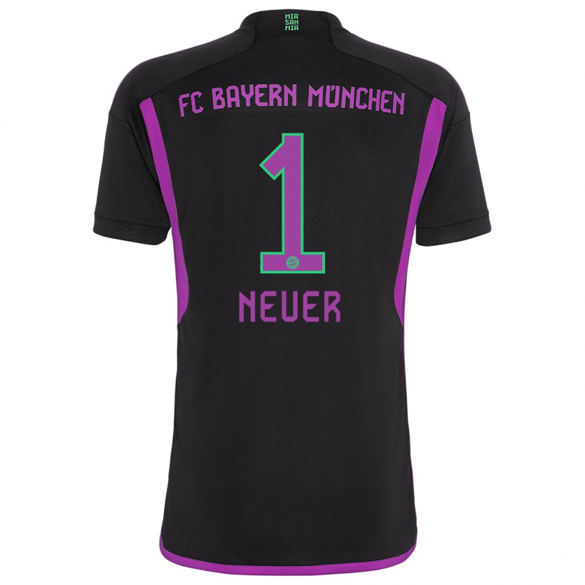 Kvinder Manuel Neuer #1 Sort Udebane Spillertrøjer 2023/24 Trøje T-Shirt