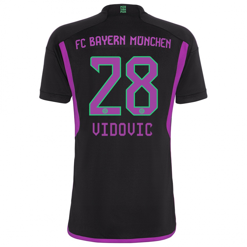 Kvinder Gabriel Vidovic #28 Sort Udebane Spillertrøjer 2023/24 Trøje T-Shirt