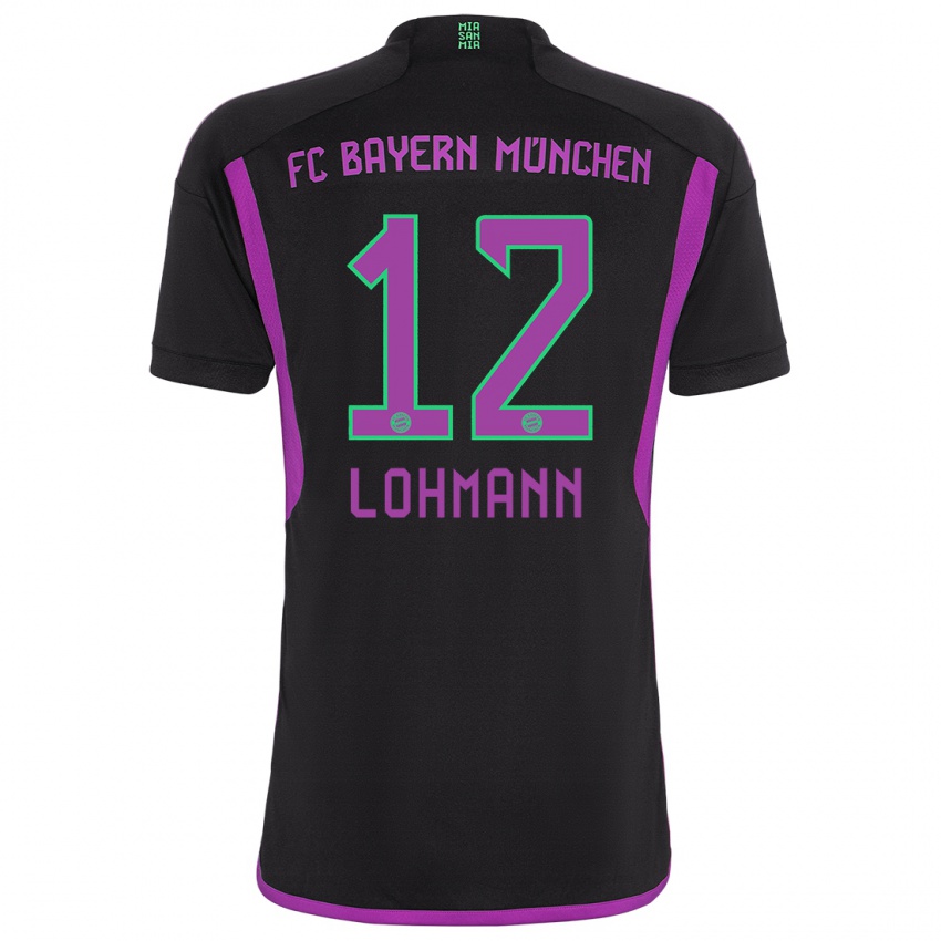 Kvinder Sydney Lohmann #12 Sort Udebane Spillertrøjer 2023/24 Trøje T-Shirt