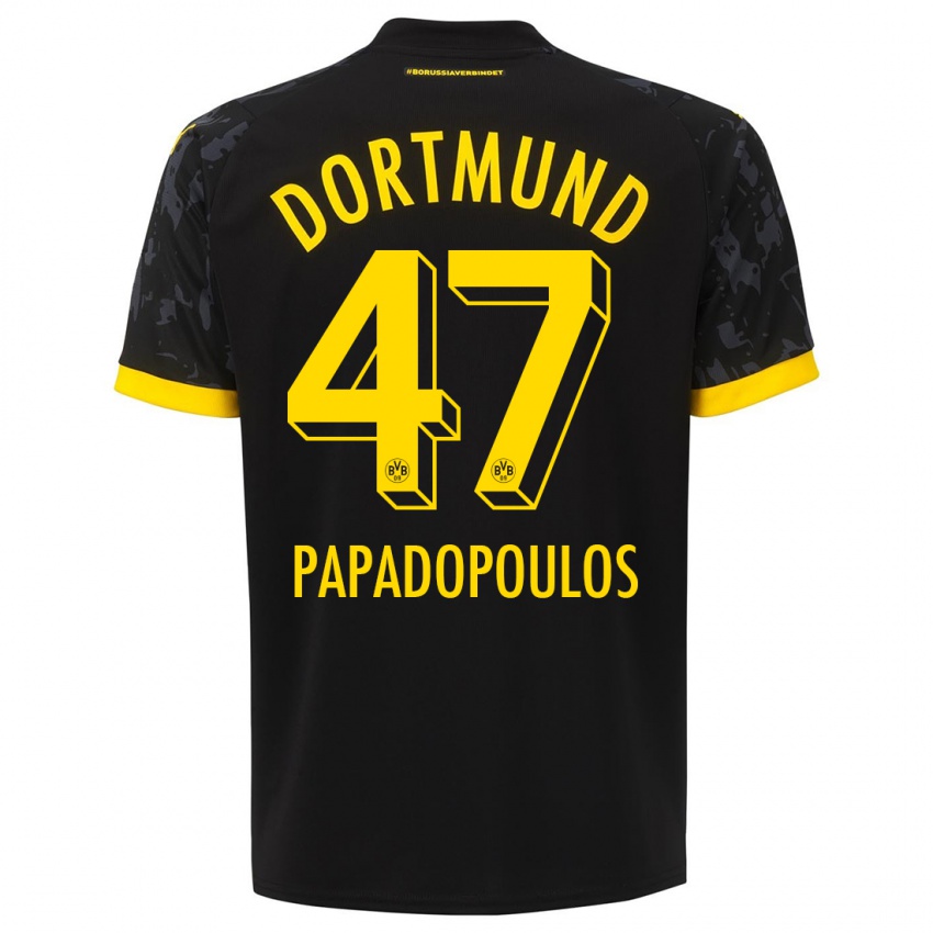 Kvinder Antonios Papadopoulos #47 Sort Udebane Spillertrøjer 2023/24 Trøje T-Shirt