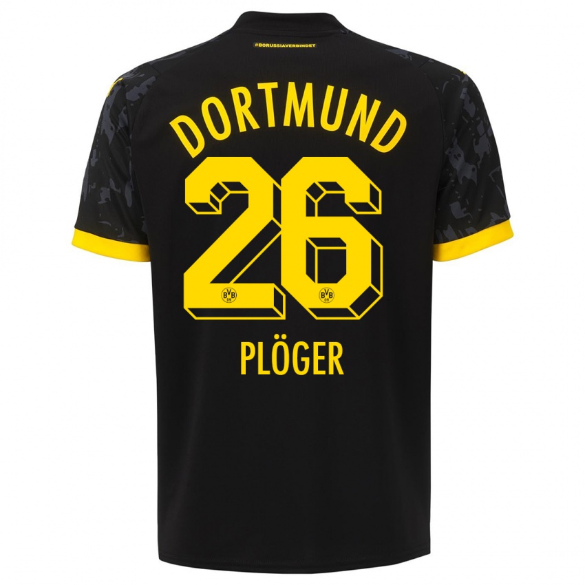 Kvinder Dustin Plöger #26 Sort Udebane Spillertrøjer 2023/24 Trøje T-Shirt