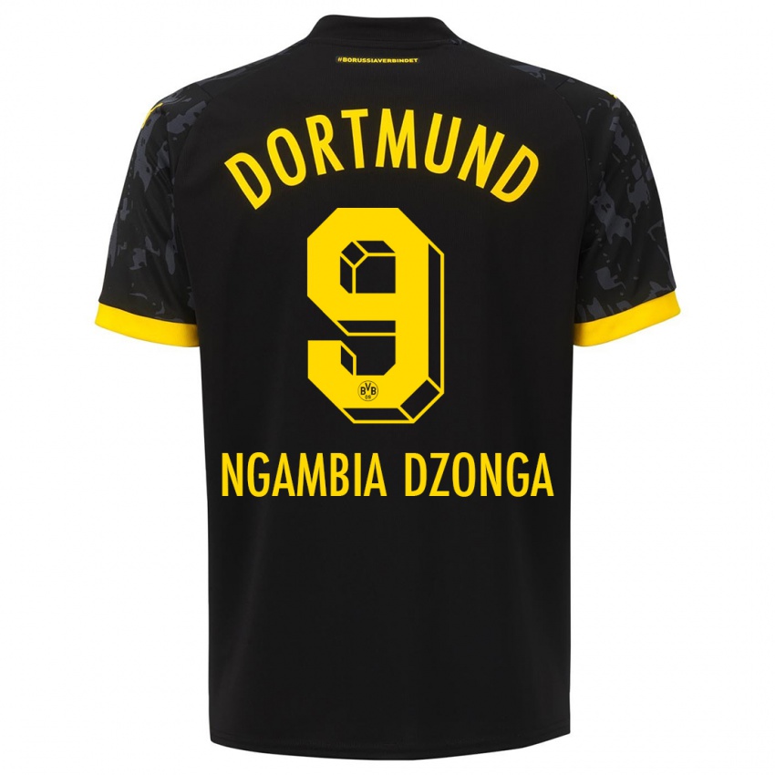 Kvinder Diego Ngambia Dzonga #9 Sort Udebane Spillertrøjer 2023/24 Trøje T-Shirt