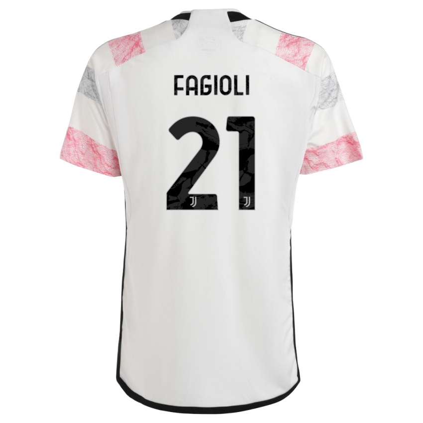 Kvinder Nicolo Fagioli #21 Hvid Pink Udebane Spillertrøjer 2023/24 Trøje T-Shirt