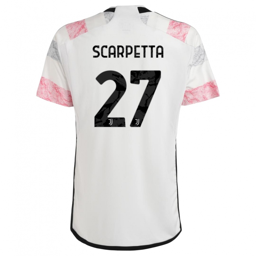Kvinder Jacopo Scarpetta #27 Hvid Pink Udebane Spillertrøjer 2023/24 Trøje T-Shirt