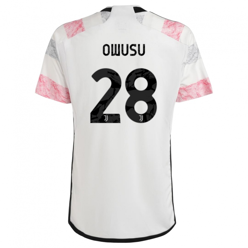 Kvinder Augusto Owusu #28 Hvid Pink Udebane Spillertrøjer 2023/24 Trøje T-Shirt
